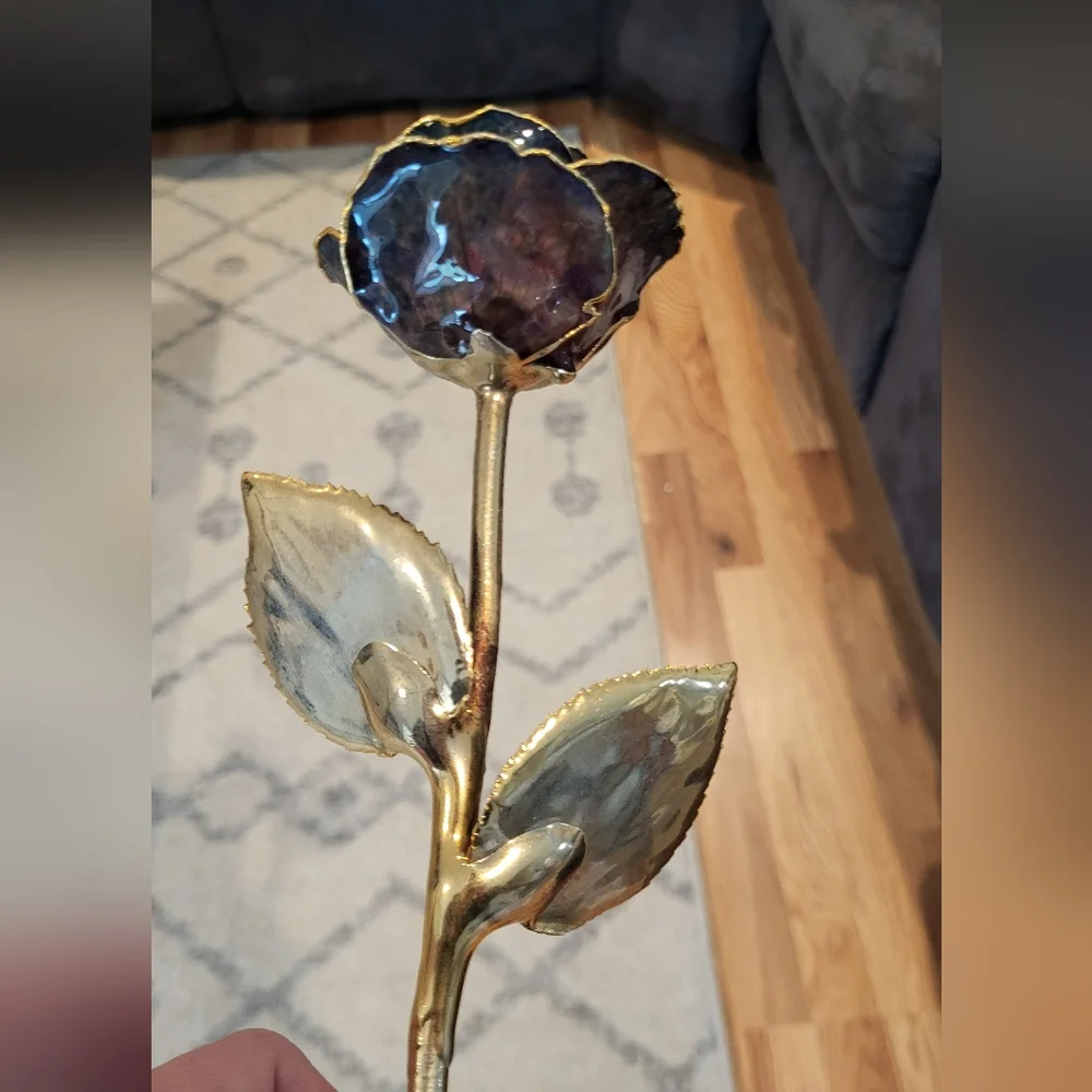 Gold Plated Blue Rose